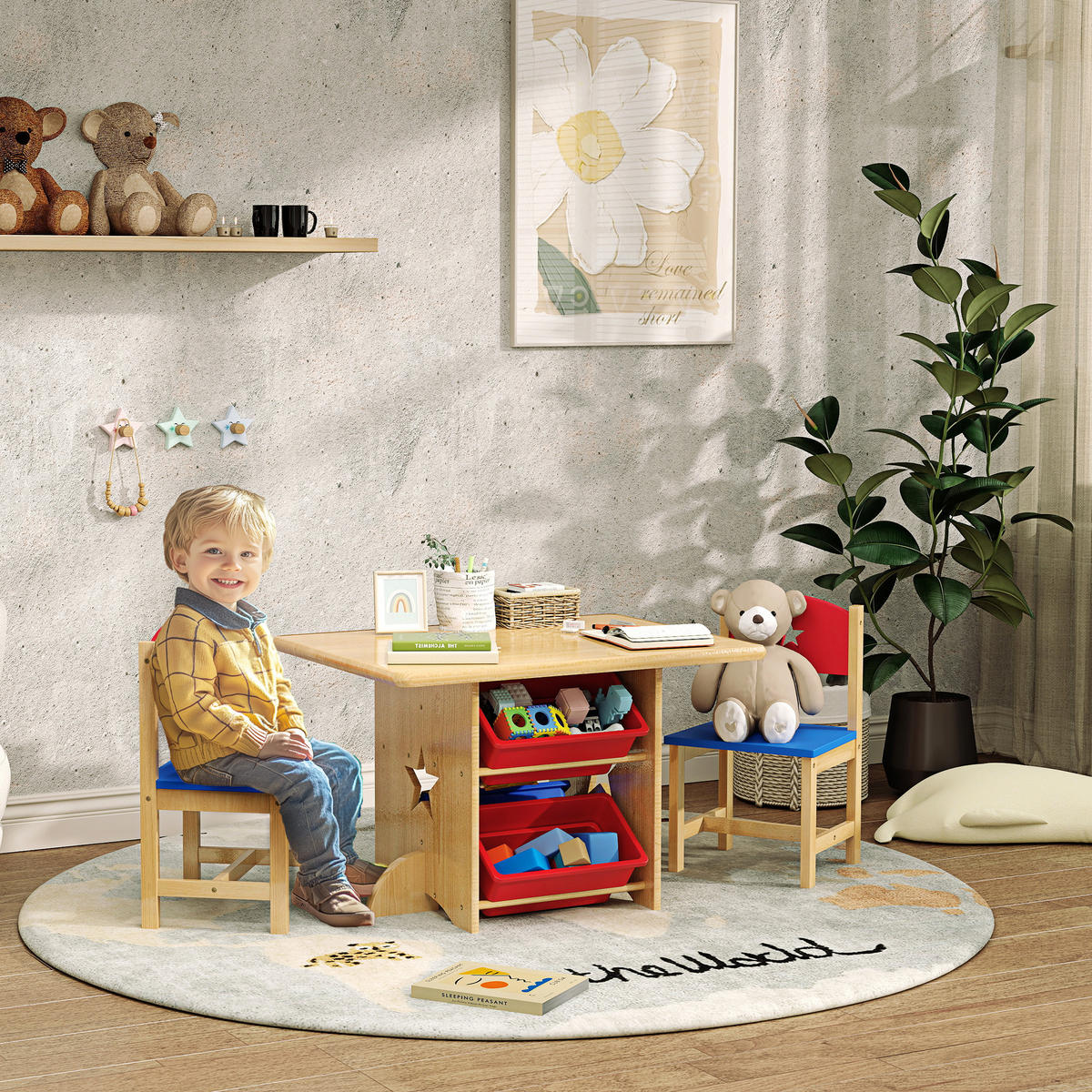 KINDERSITZGRUPPE DE-17523 4 Aufbewahrungsboxen Naturholz - Naturfarben, Holzwerkstoff (57/50/77cm) - ComfortXL