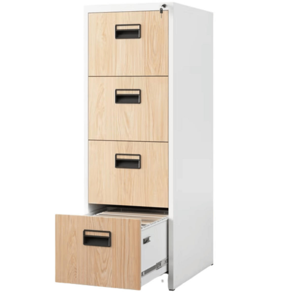 HÄNGEREGISTERSCHRANK abschließbar TION 4 Schubladen 132x46x62cm Weiß-Sonoma Eiche - Weiß, Metall (46/132/62cm) - DELUKE