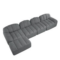 4-SITZER Sofa 366x165x79 cm aus granuliertem Fleece rahmenlos modular mit Ottoman, grau - Grau, Textil (165/79/366cm)