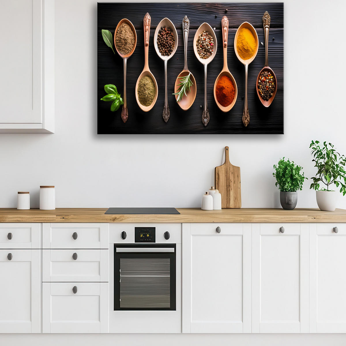 WANDBILD gewürze für die restaurantküche - Multicolor, Textil (60/40cm) - Feeby