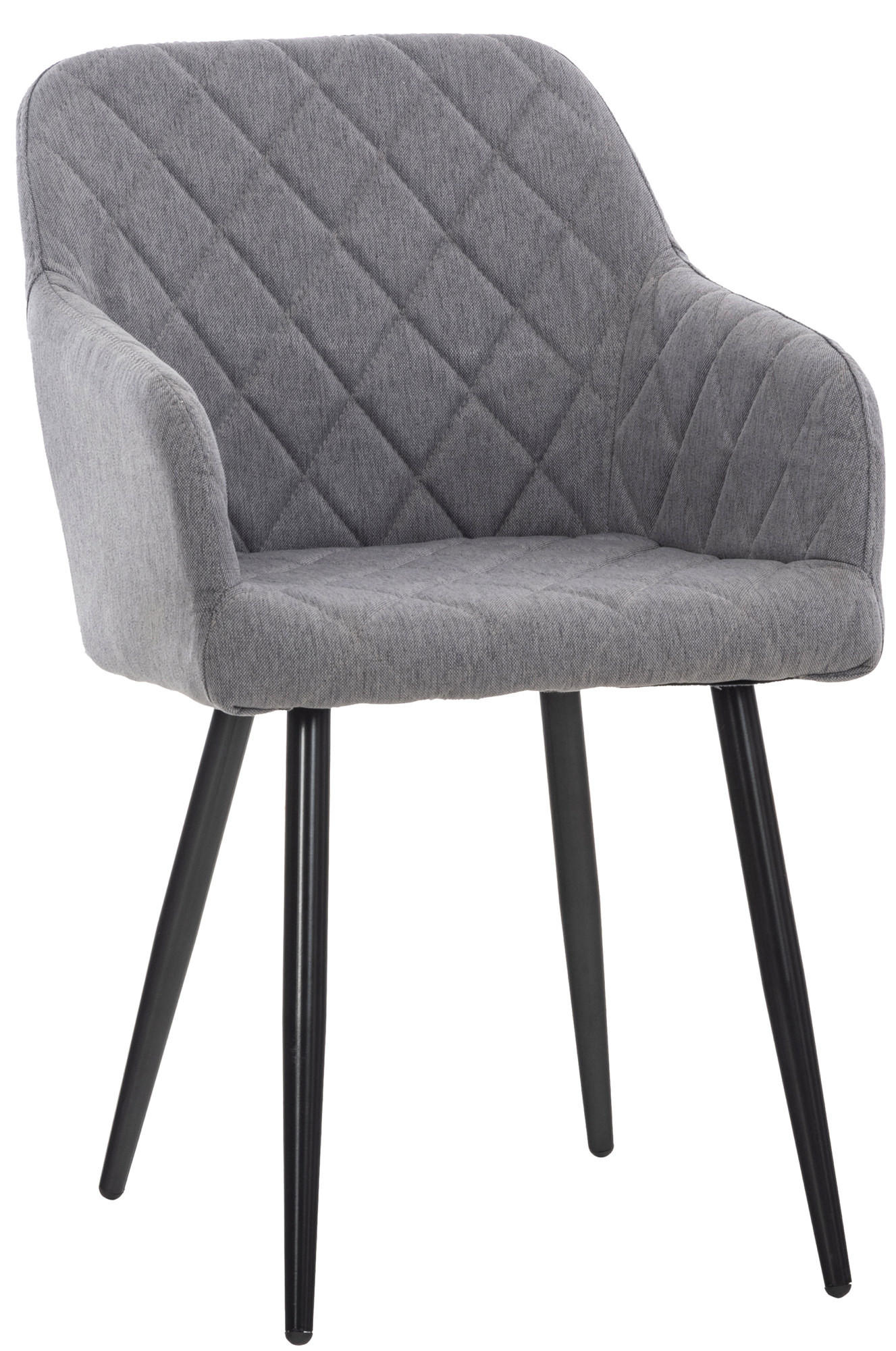 ESSZIMMERSTUHL Shyva Stoff, Gestell Metall matt Schwarz Grau - Schwarz/Grau, Textil/Metall (47/84/44cm) - TPFLiving