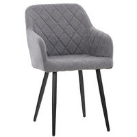 ESSZIMMERSTUHL Shyva Stoff, Gestell Metall matt Schwarz Grau - Schwarz/Grau, Textil/Metall (47/84/44cm) - TPFLiving