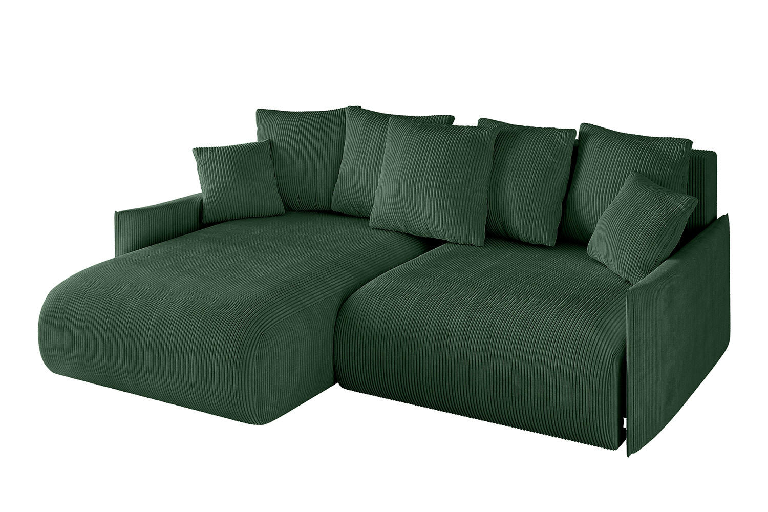 ECKSOFA mit Schlaffunktion und Bettkasten ONESK-L -v1 208x165x40 Grün Cord - Grün, Holzwerkstoff/Kunststoff (208/165cm) - ALTDECOR