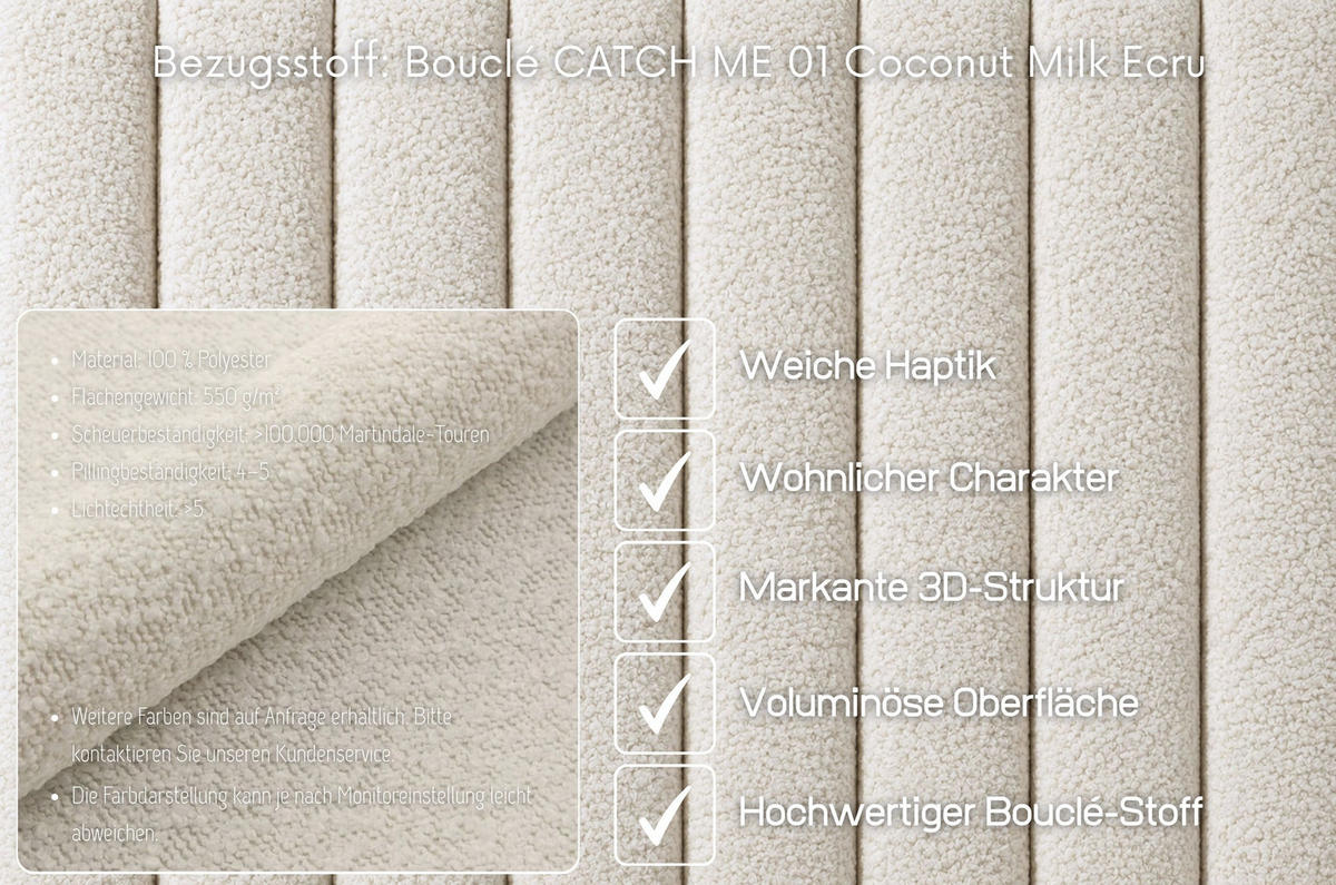 HOCKERBANK Borgo Mit Stauraum, Boucle Creme, Metal Gold - Ecru/Goldfarben, Holzwerkstoff/Metall (80/46/37cm) - Dancan