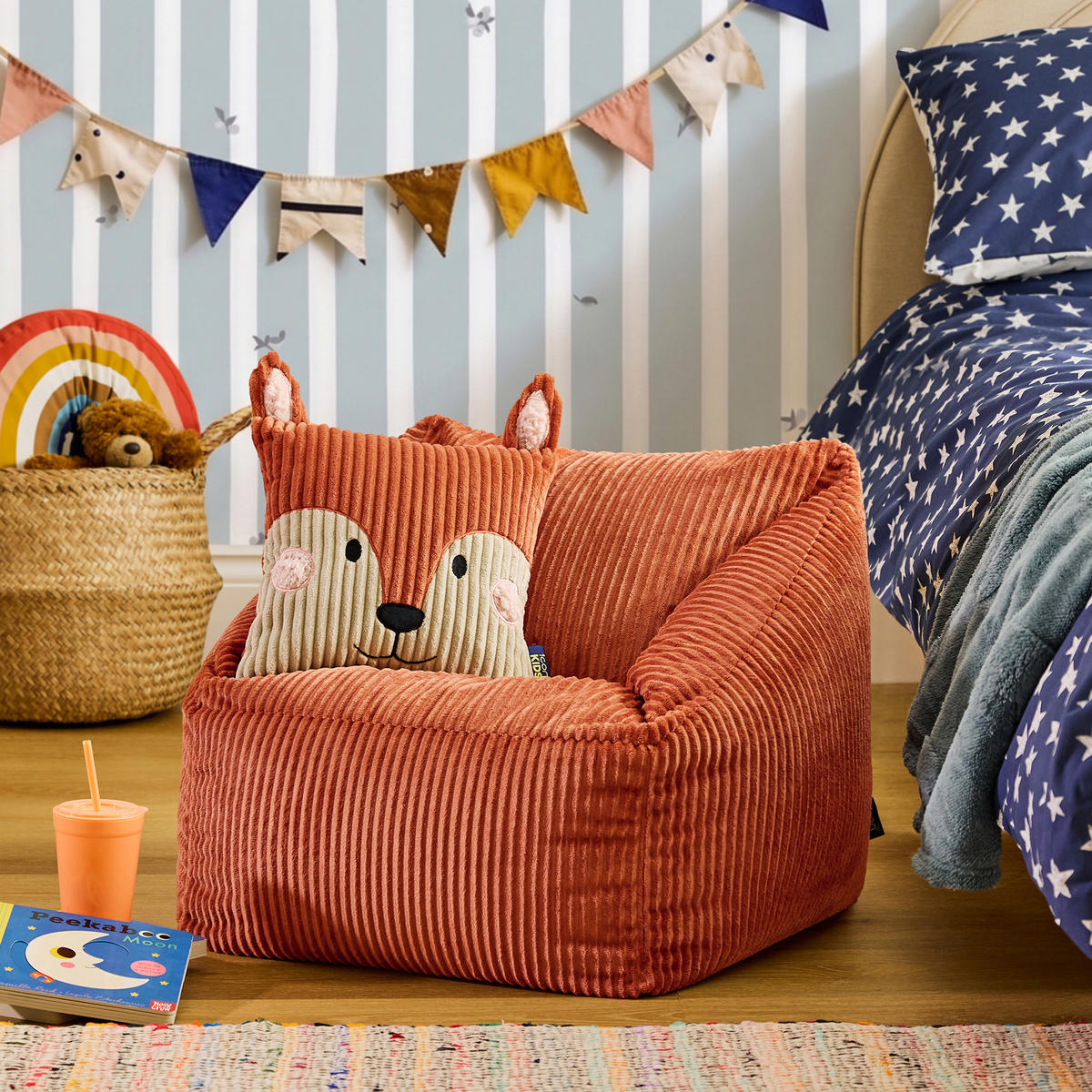 KINDERSITZSACK Natalia mit Animalkissen - Orange, Textil (55/50/55cm) - icon