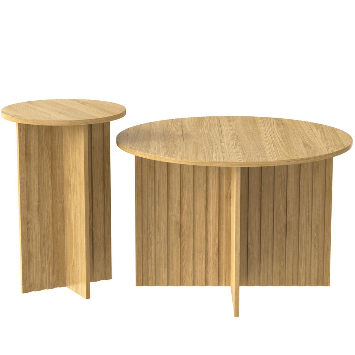 COUCHTISCH aus MDF und Spanplatte Ø76x50 & Ø40x56,5 cm in Natur - Naturfarben, Holzwerkstoff (76/76/50cm) - Modfu