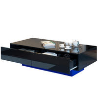 COUCHTISCH mit 2 Schubladen 115 x 55 x 34 cm Hochglanz Schwarz - Schwarz, Holzwerkstoff (115/55/34cm) - Meubliv