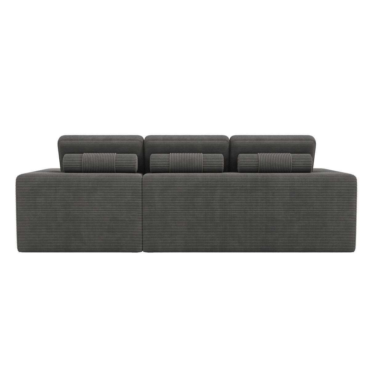 ECKSOFA 253/161/89 cm Dunkelgrau mit 1 Fußhocker - Dunkelgrau, Textil (253/161cm) - Oxeza