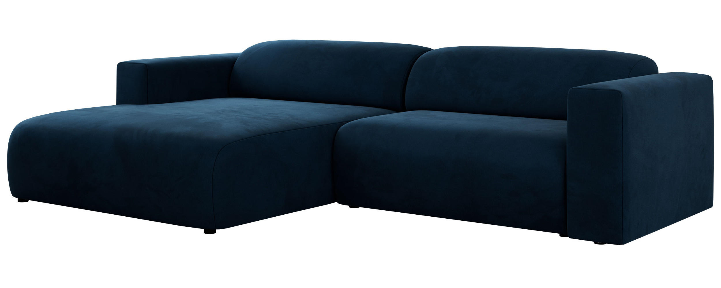 ECKSOFA PASADENA Dunkelblau Velvet - Links Seite - Schwarz/Dunkelblau, Kunststoff/Textil (288/180cm) - MKS