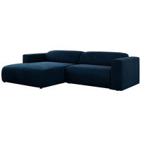 ECKSOFA PASADENA Dunkelblau Velvet - Links Seite - Schwarz/Dunkelblau, Kunststoff/Textil (288/180cm) - MKS
