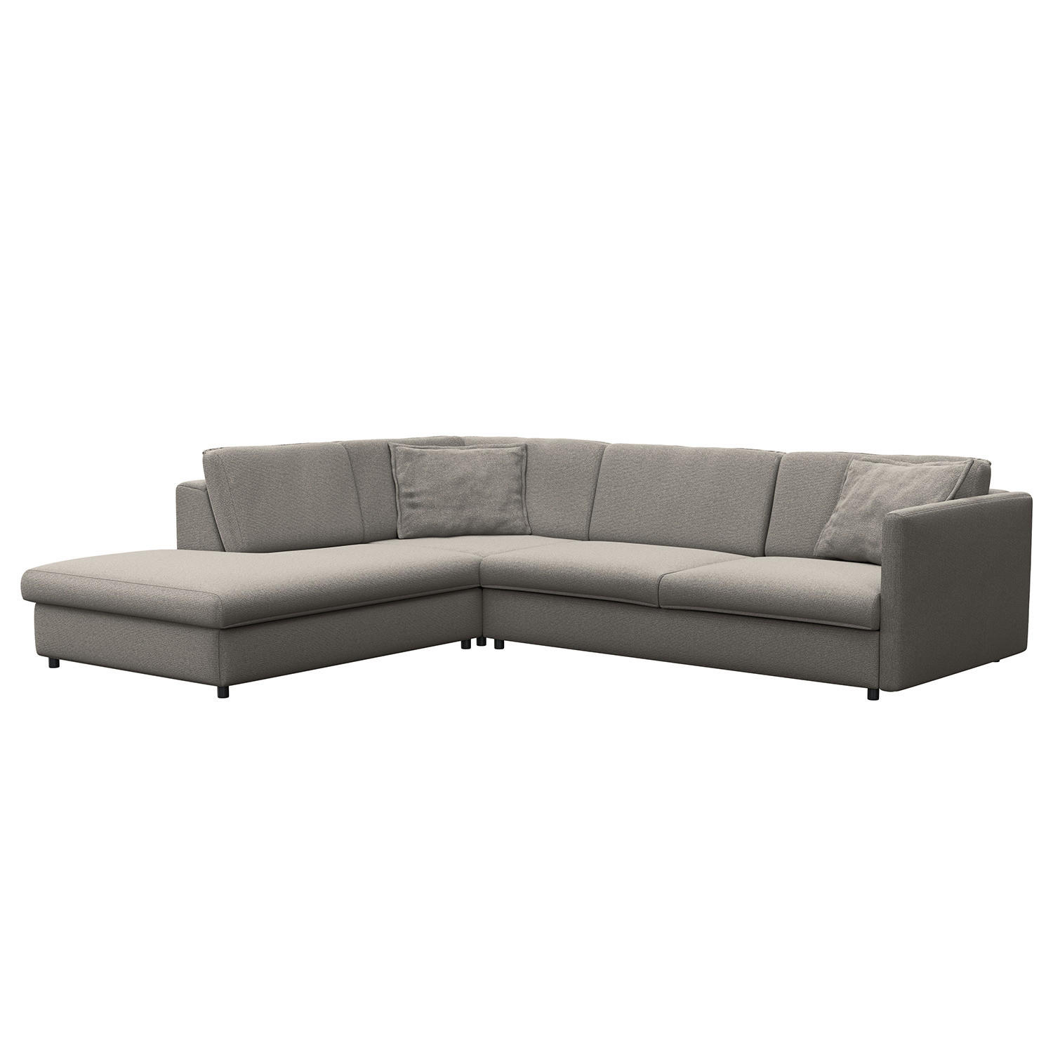 ECKSOFA mit Ottomane - Schwarz/Grau, Kunststoff/Textil (328/272cm) - home24