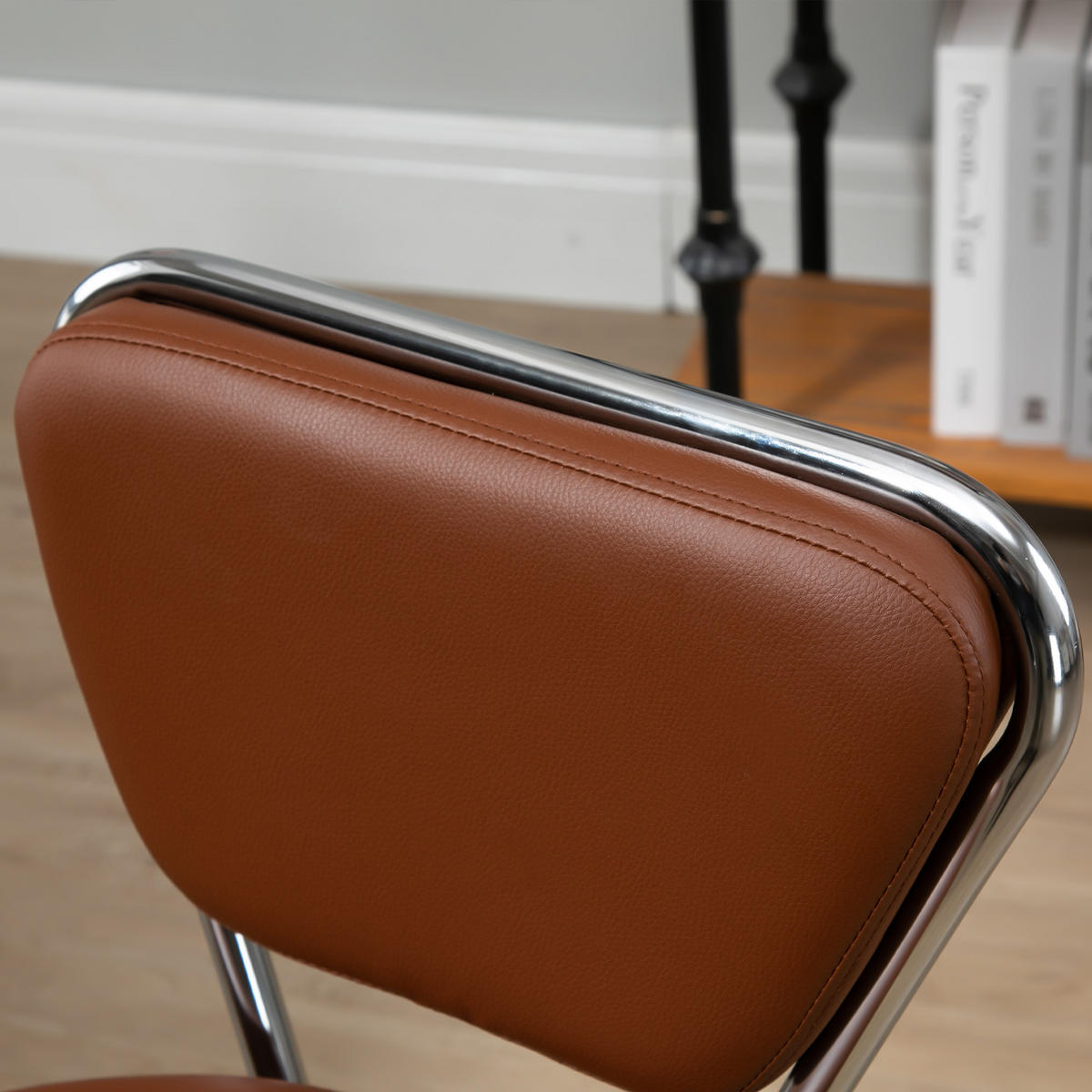 BÜROHOCKER DE-18033 höhenverstellbar 49-64 cm, Vintage-Stil Braun - Silberfarben, Metall (47/88/45cm) - ComfortXL