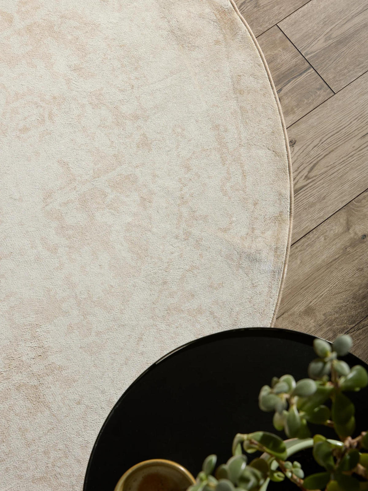 VINTAGE-TEPPICH Miray waschbar ø 160 cm rund - Beige, Kunststoff (160/160cm) - benuta Nest