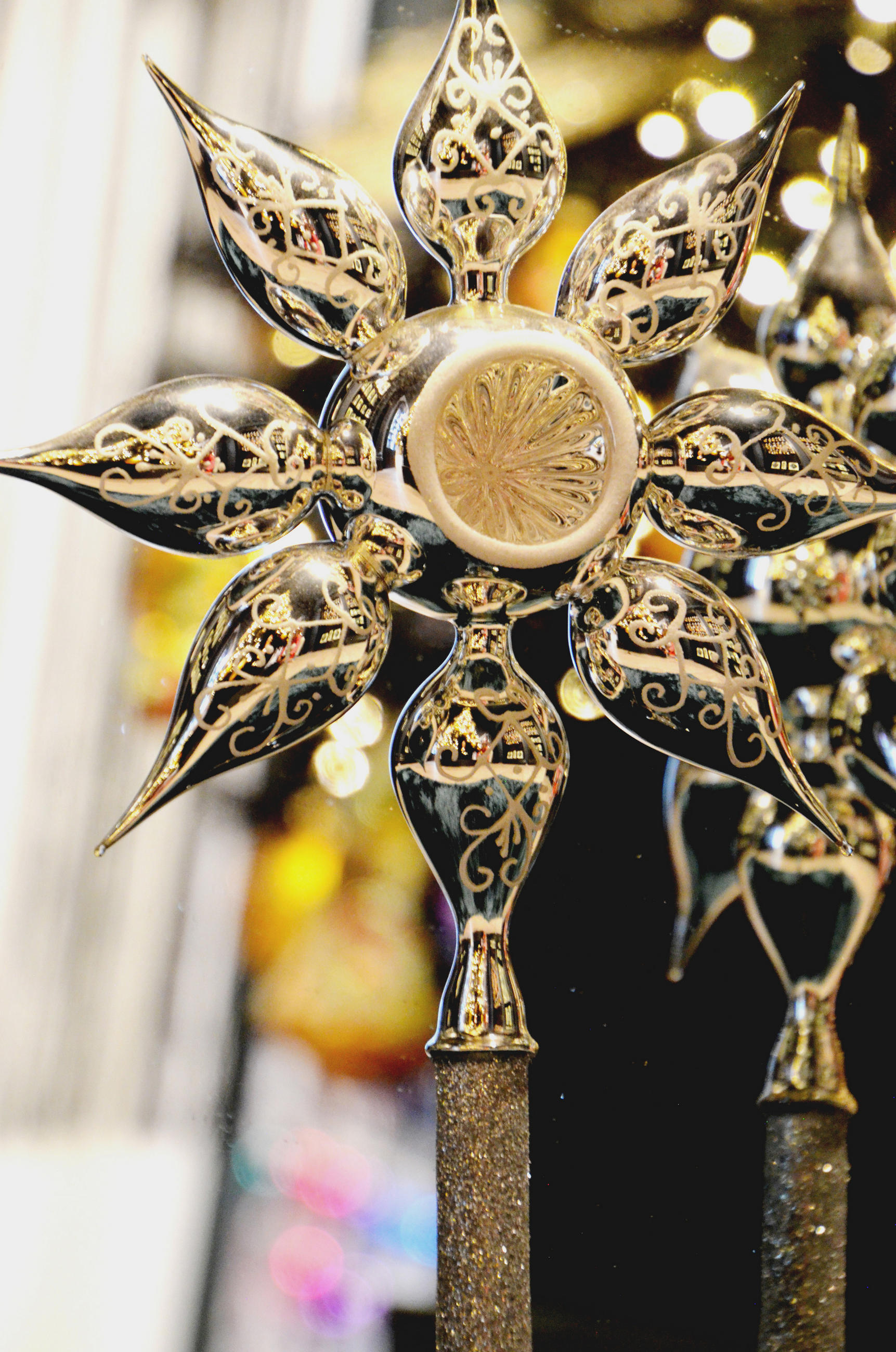 BAUMSPITZE Sternspitze Lauscha Silberfarbig 30cm (Glas / 1 Stk.) - Silberfarben, Glas (30cm) - Krebs Glas Lauscha