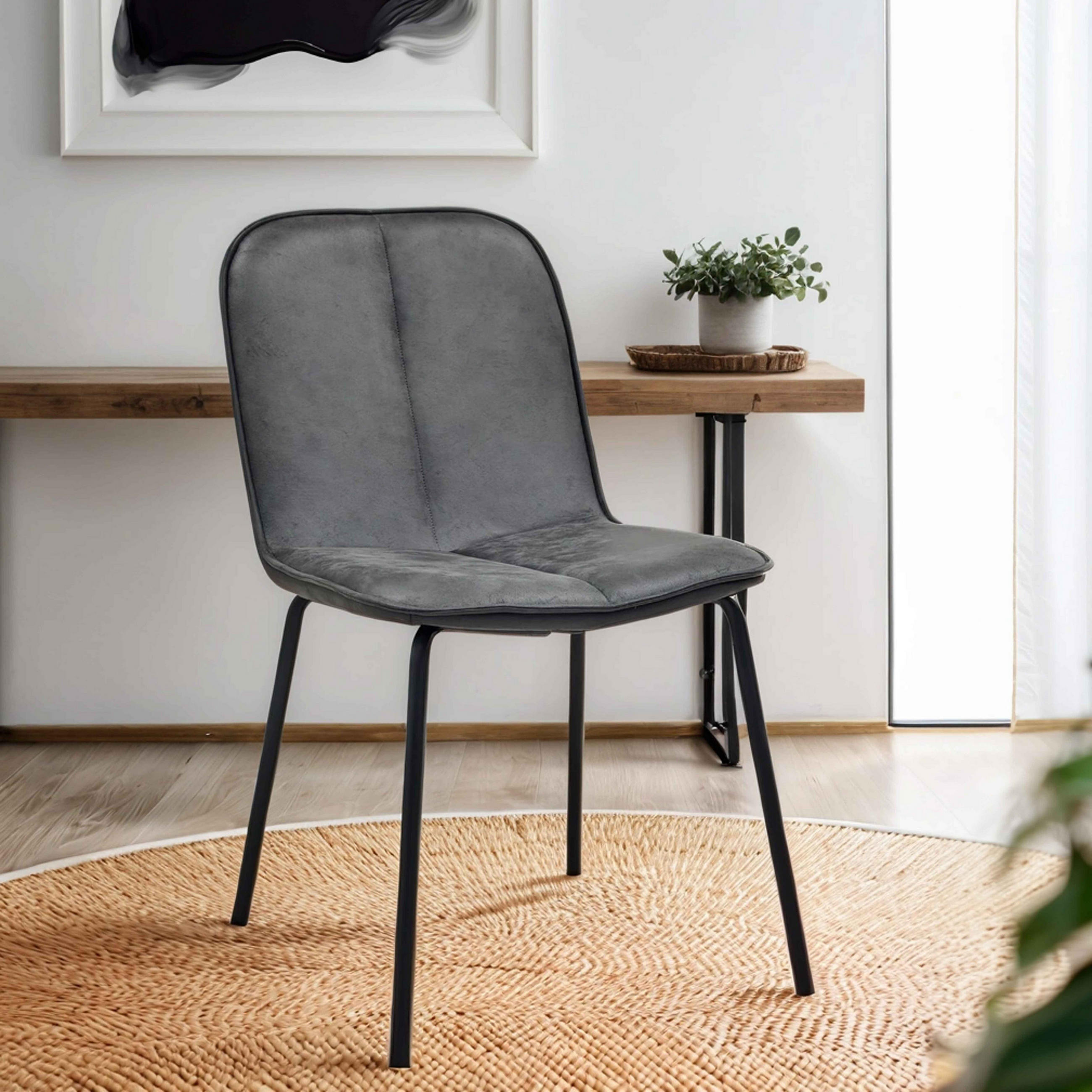 STÜHLE 2-tlg., Grau - Grau, Holz (49/82/61cm) - Oviala