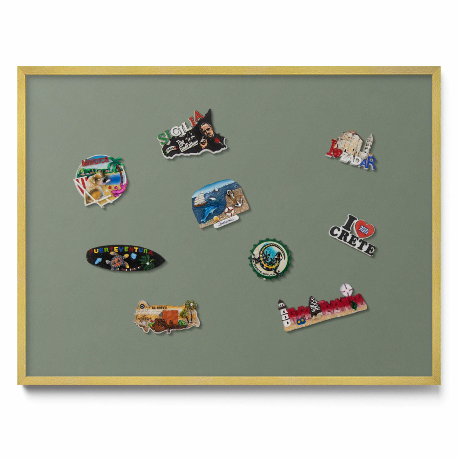 MAGNETTAFEL 80x60 cm Goldener Rahmen Oliv - Eukalyptusholzfarben, Metall (80/60/0.4cm) - TULUP