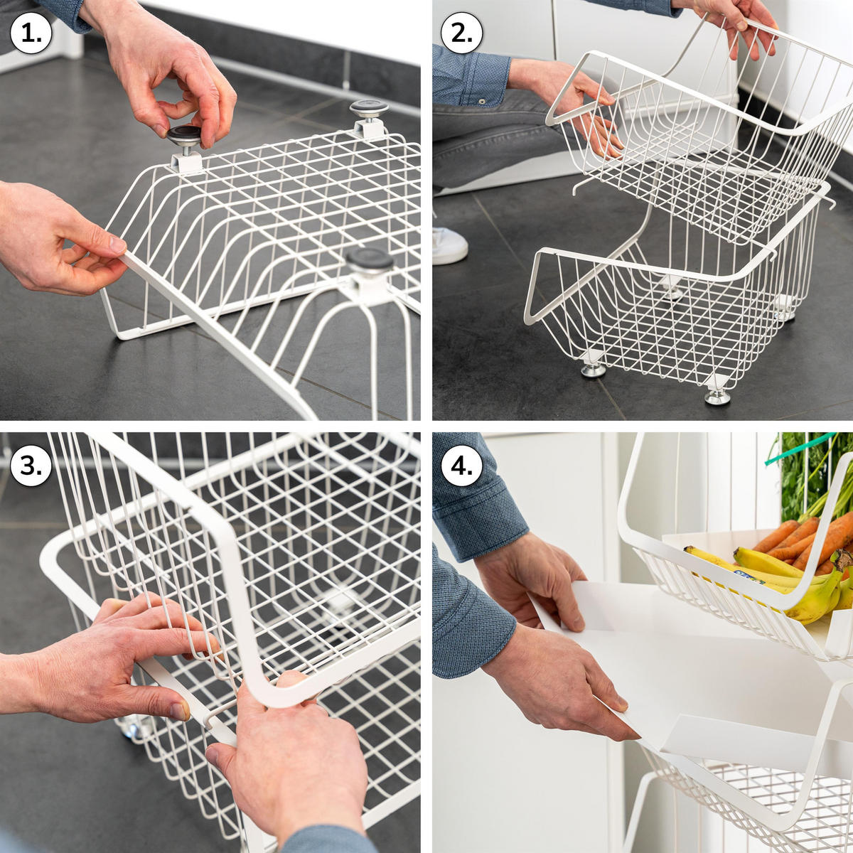 AUFBEWAHRUNGSKÖRBE, weiß, Metall, Kunststoff - Weiß, Metall (42/105/36cm) - bremermann