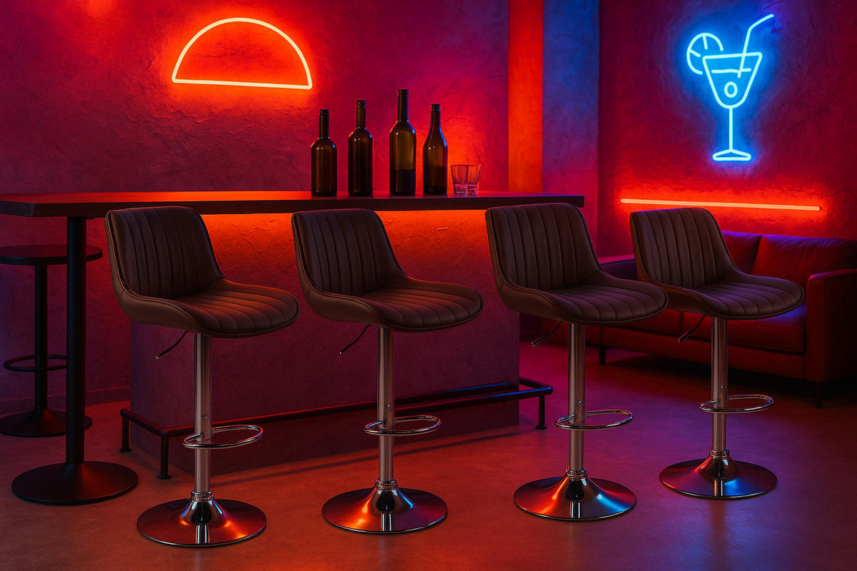 BARHOCKER Lento Gestell Metall in Chromoptik Kunstleder Braun - Chromfarben/Braun, Kunststoff/Metall (50/108/50cm) - TPFLiving