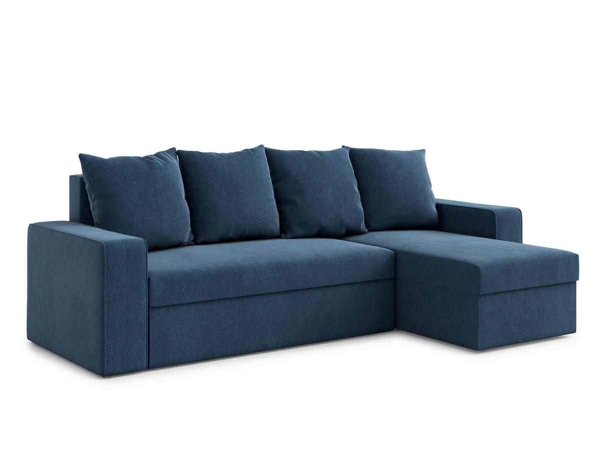 ECKSOFA L Form Climpy Blau 242/145/98 cm – mit Schlaffunktion und Bettkasten - Blau/Schwarz, Kunststoff/Textil (242/145cm) - AX Living