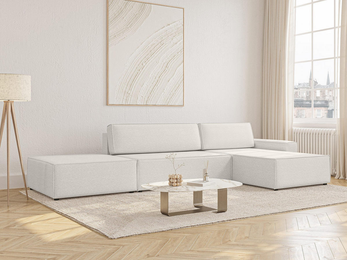 ECKSOFA Lummo La mit Schlaffunktion, Cremeweiß - Weiß, Textil (363/185cm) - Fedve