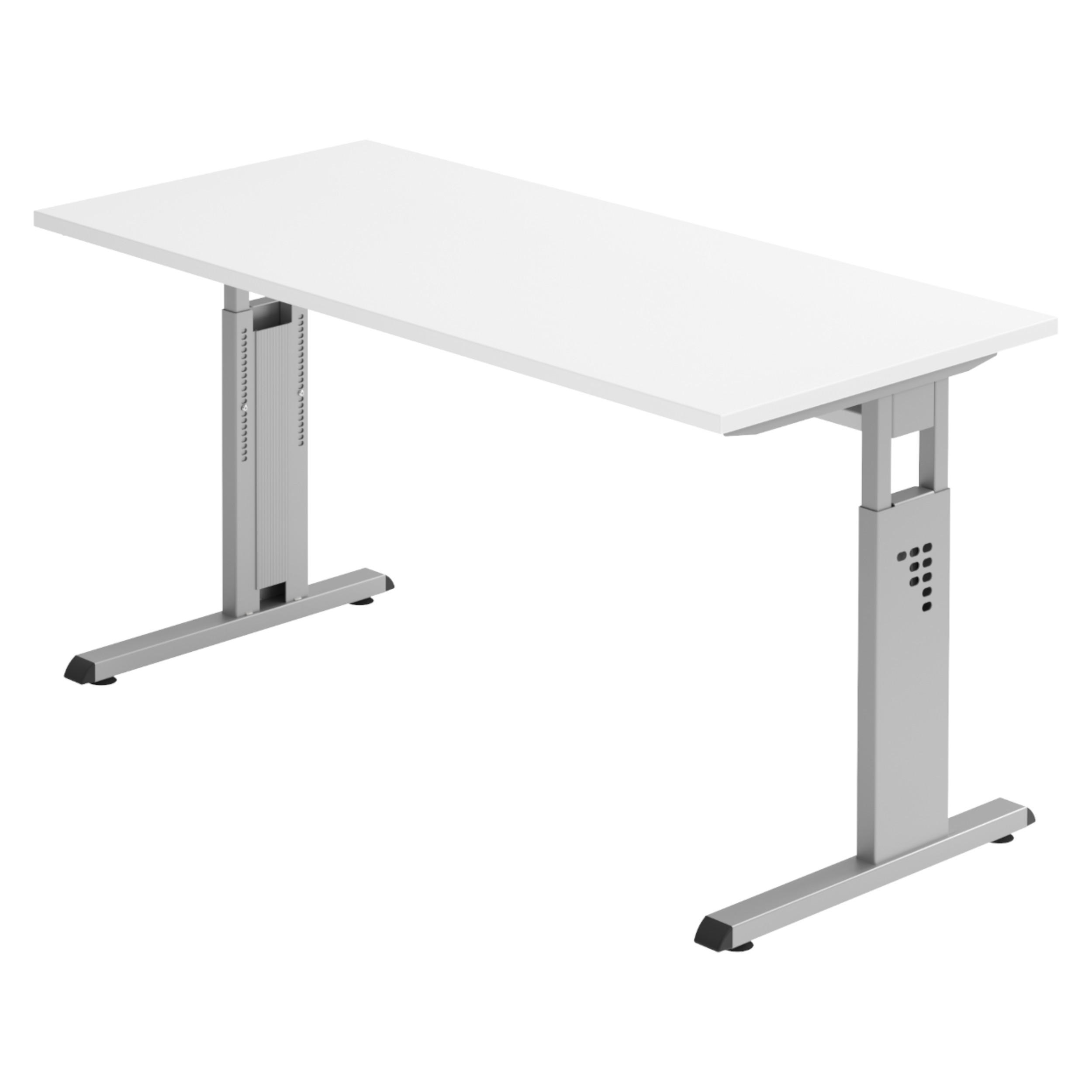 SCHREIBTISCH Serie-O (Mini) 67,2/140/74 cm in Weiß/Silberfarben - Silberfarben/Weiß, Holzwerkstoff (67.2/140/74cm) - bümö