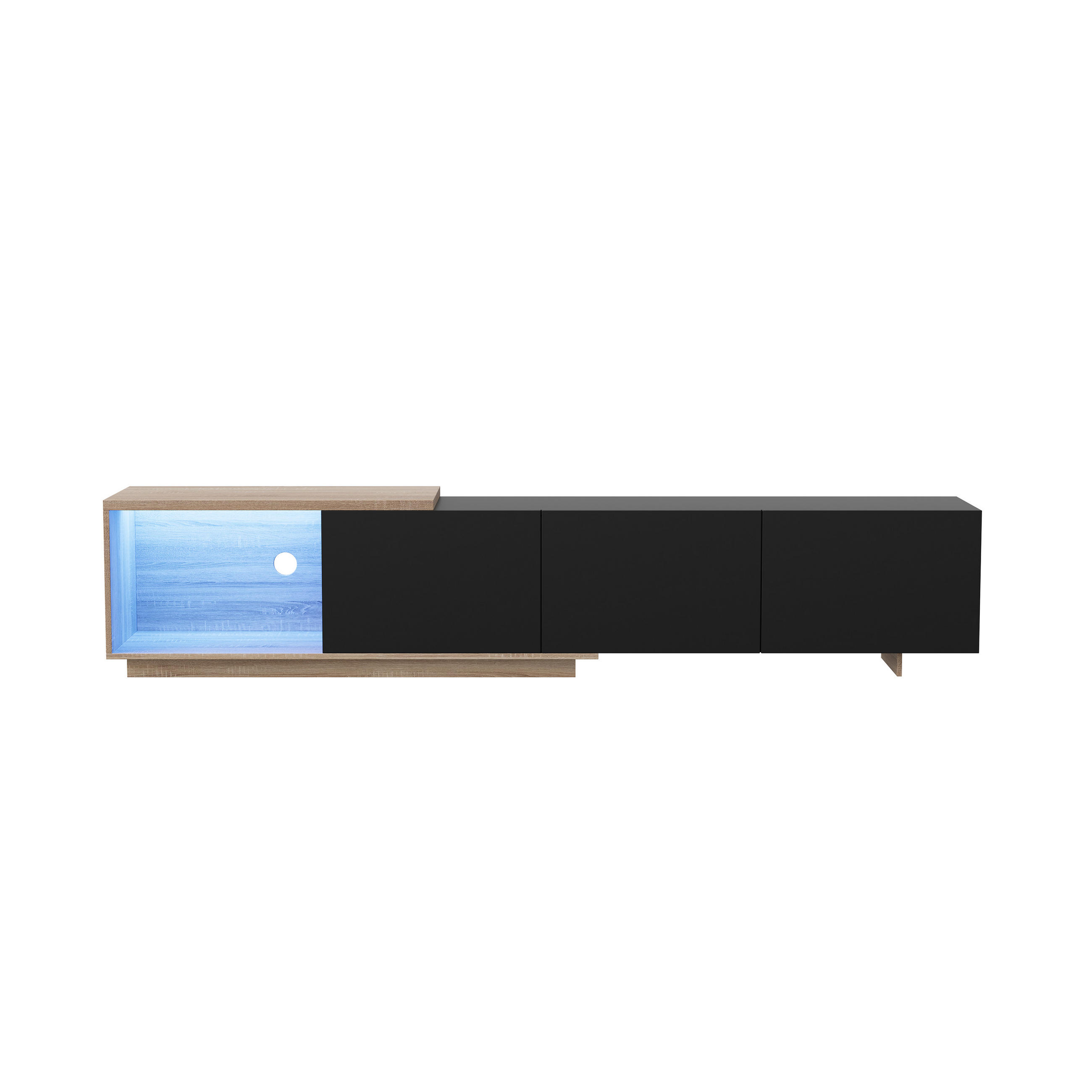 TV-LOWBOARD Schwarz 240x38x44 cm mit LED-Beleuchtung, 3 Schubladen - Schwarz, Holz (38/44/240cm) - PARAFTA HOME