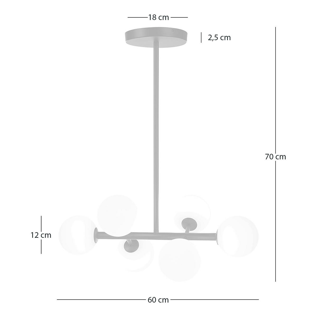 DECKENLEUCHTE - Metall / Glas - 6-flammig - Schwarz, Glas/Metall (33/60/70cm) - home24