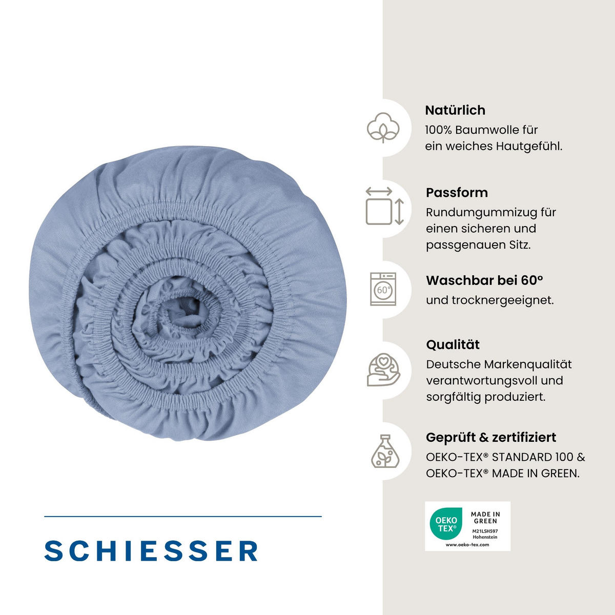 SPANNBETTLAKEN Jessi 100% Baumwolle 150x200 cm Hellblau - Hellblau, Textil (150/200cm) - SCHIESSER