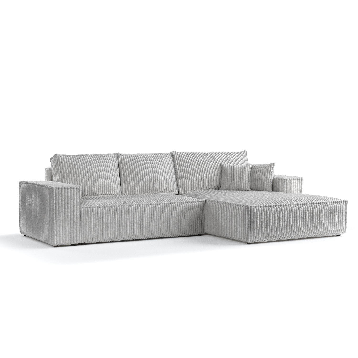 ECKSOFA Maze Grau Plüsch - Rechts Seite - Schwarz/Grau, Holz/Holzwerkstoff (294/185cm) - Maison de Reve