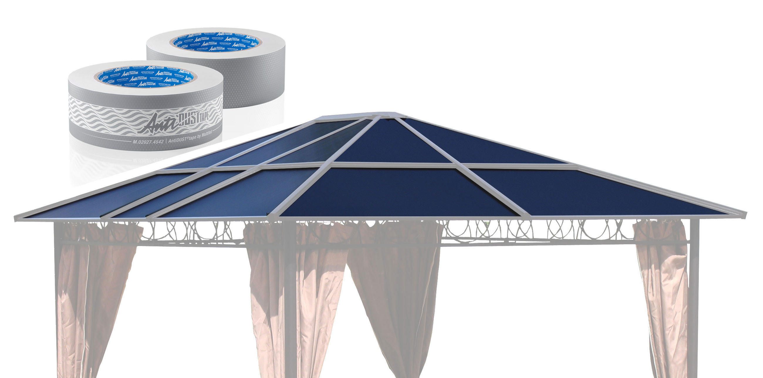 ERSATZDACH Hardtop Pavillon 3x3,6m plus 1 Rolle Filterband und 1 Rolle NON-Filterband - Transparent/Braun, Kunststoff (300/263/360cm) - QUICK STAR