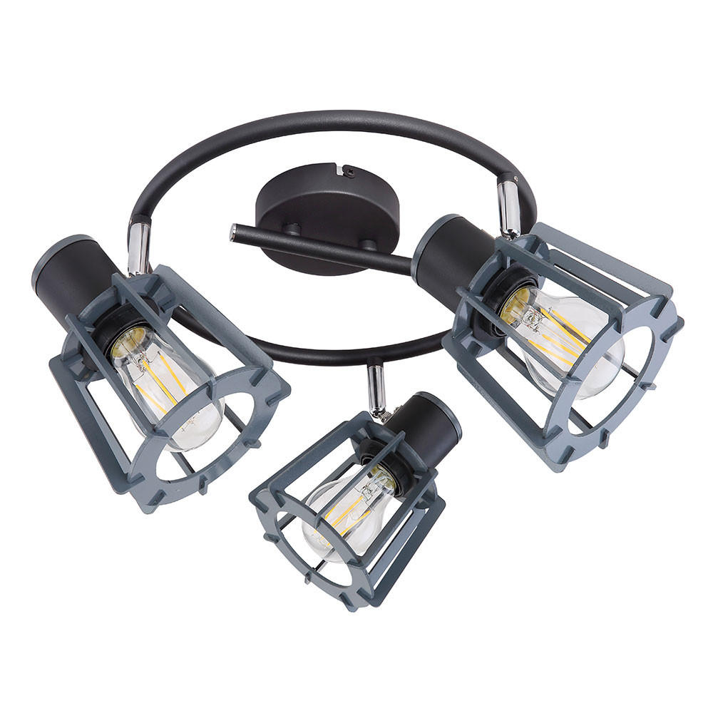 LED DECKENLEUCHTE Metall Holz Schwarz 3-Flammig - Schwarz, Holz (28/28/18cm)