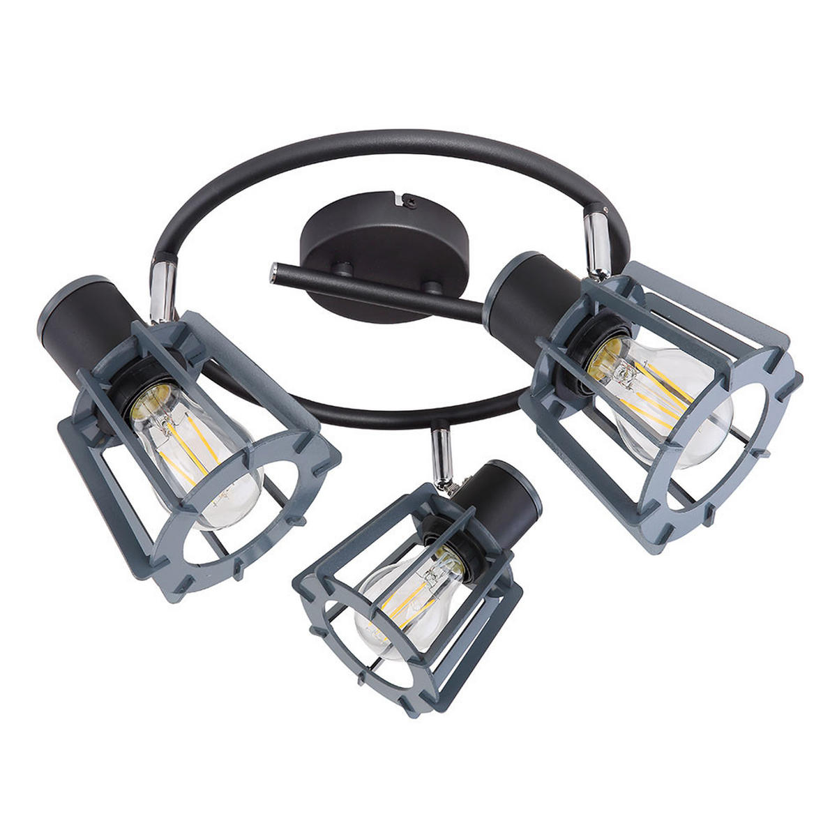 LED DECKENLEUCHTE Metall Holz Schwarz 3-Flammig - Schwarz, Holz (28/28/18cm)