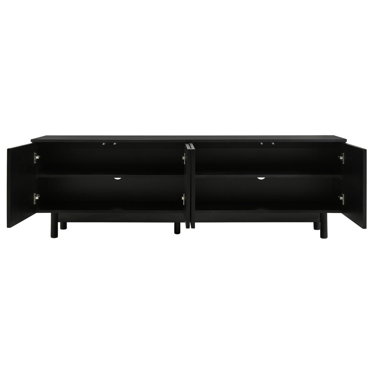 TV-LOWBOARD 175/38/56 cm mit 4 Türen und Push-to-Open-System - Schwarz, Holzwerkstoff (175/56/38cm) - BEAOK