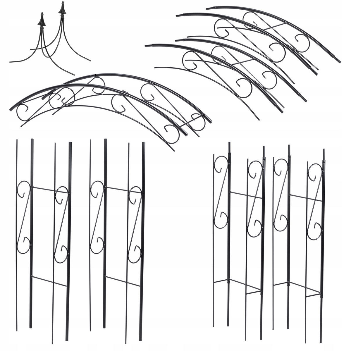 GARTENPERGOLA für Blumen 281 cm, schwarz - Schwarz, Metall (145/281cm) - KADAX