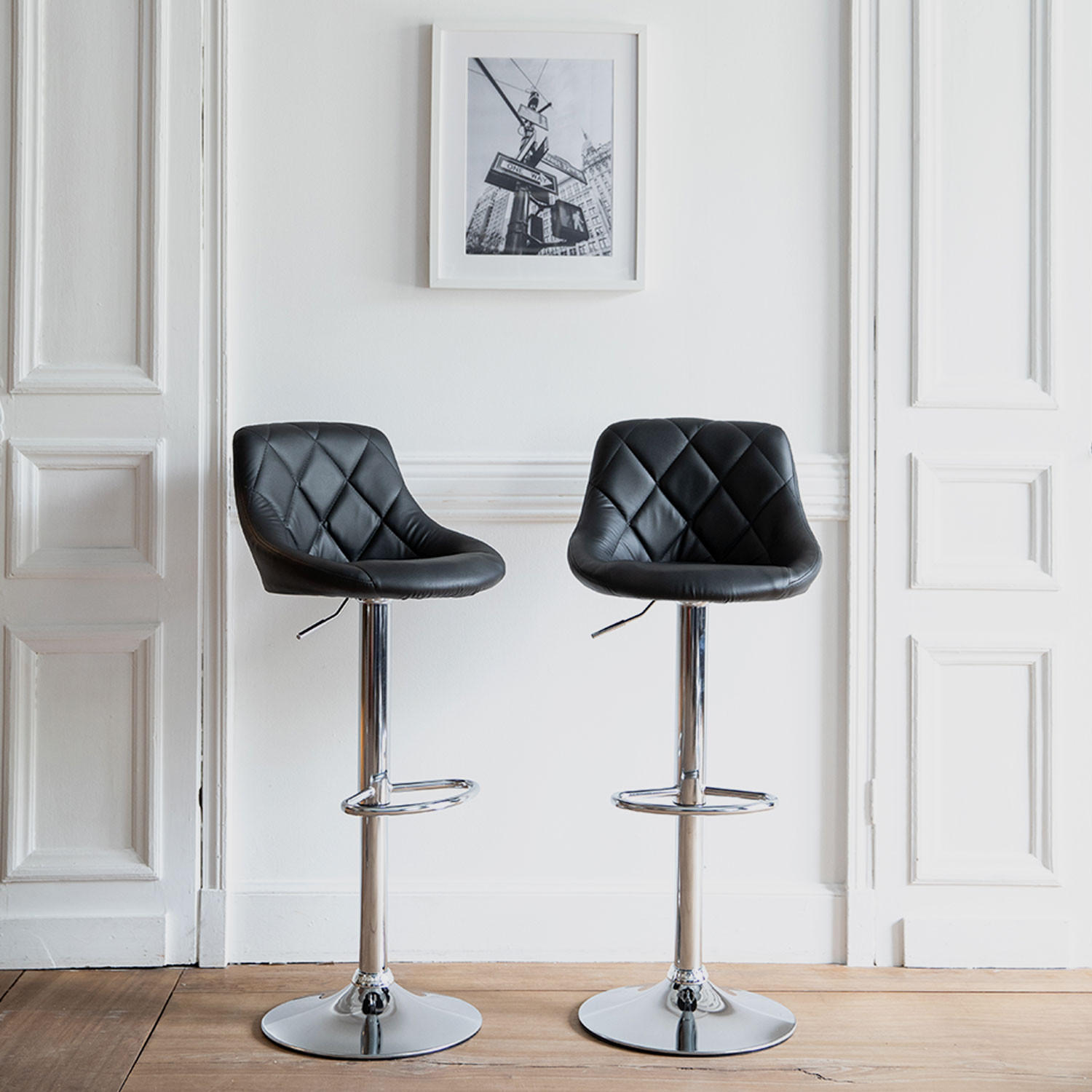 BARHOCKER Jasper Schwarz 2er-Set - Schwarz, Kunststoff (46/106/48cm) - Happy Garden