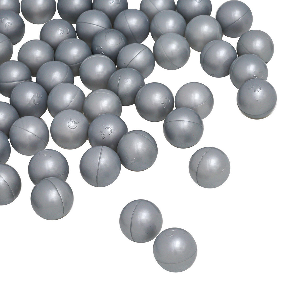 BÄLLEBAD-BÄLLE 50 Stück, Siber/Grau, 5.5 cm - Silberfarben, Kunststoff (5.5/5.5/5.5cm) - Littletom