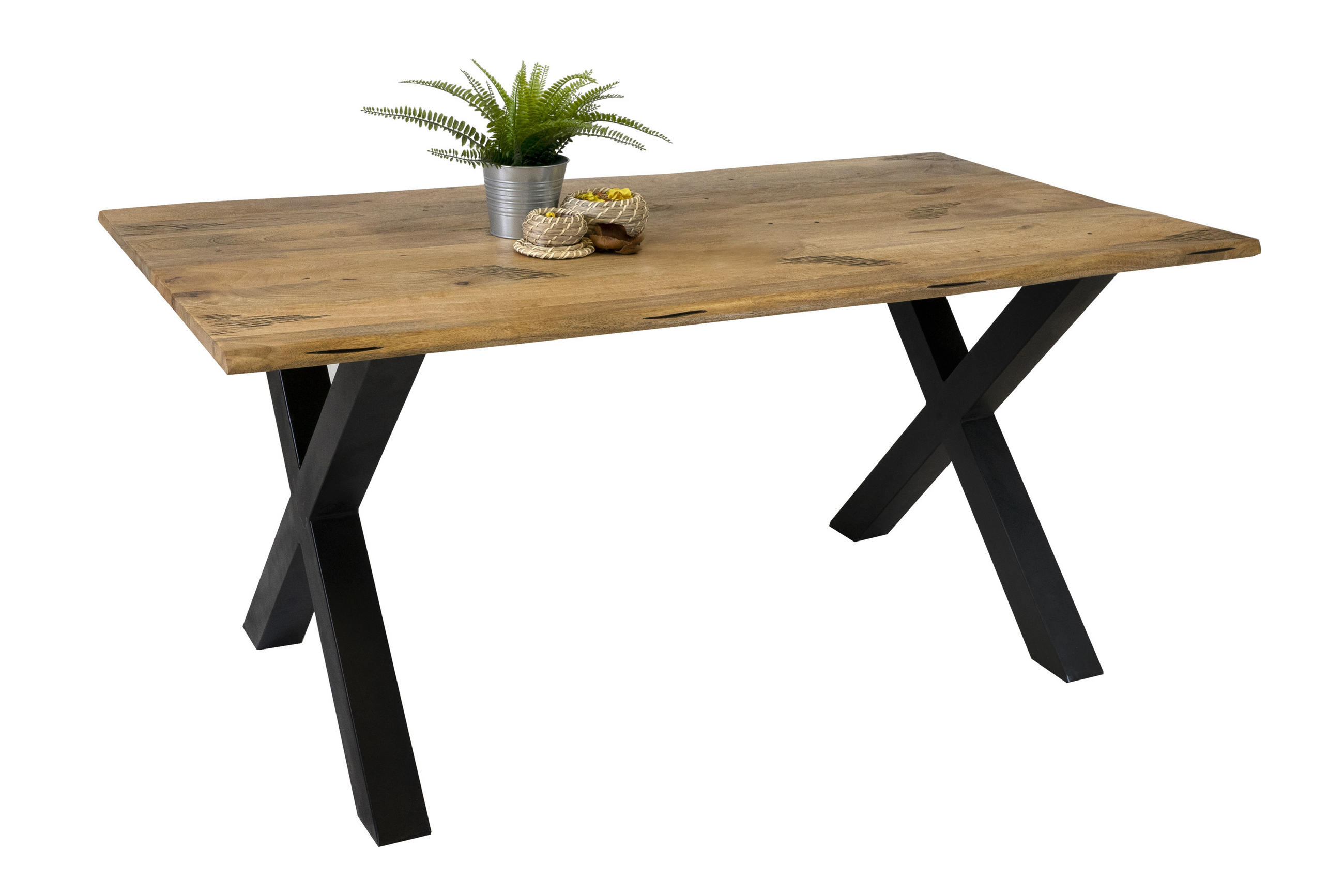 ESSTISCH TIGER X - Beige/Schwarz, Holz/Metall (90/180/77cm) - SAM