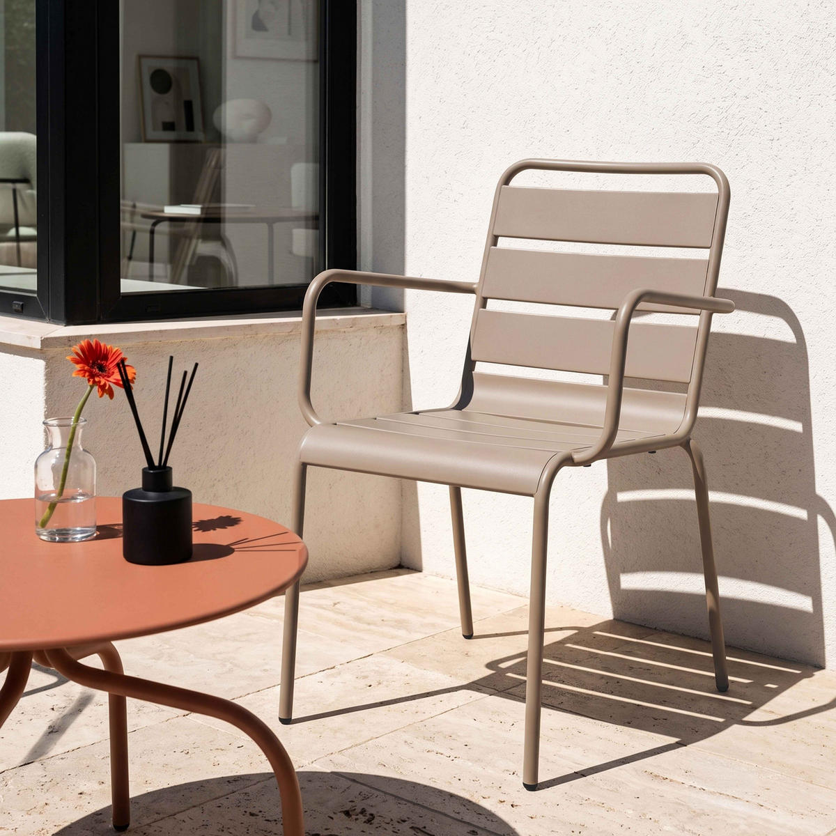 GARTENSTUHL, Taupe - Taupe, Metall (55/83/55cm) - Oviala