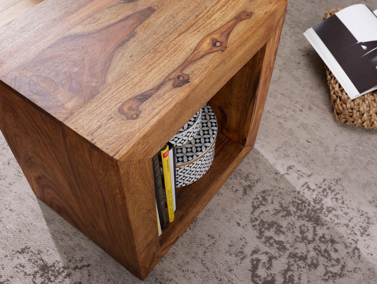 STANDREGAL – Naturholz, 44x44x33 cm, handgefertigt, geradlinig - Braun, Holz (44/44/33cm) - KADIMA DESIGN