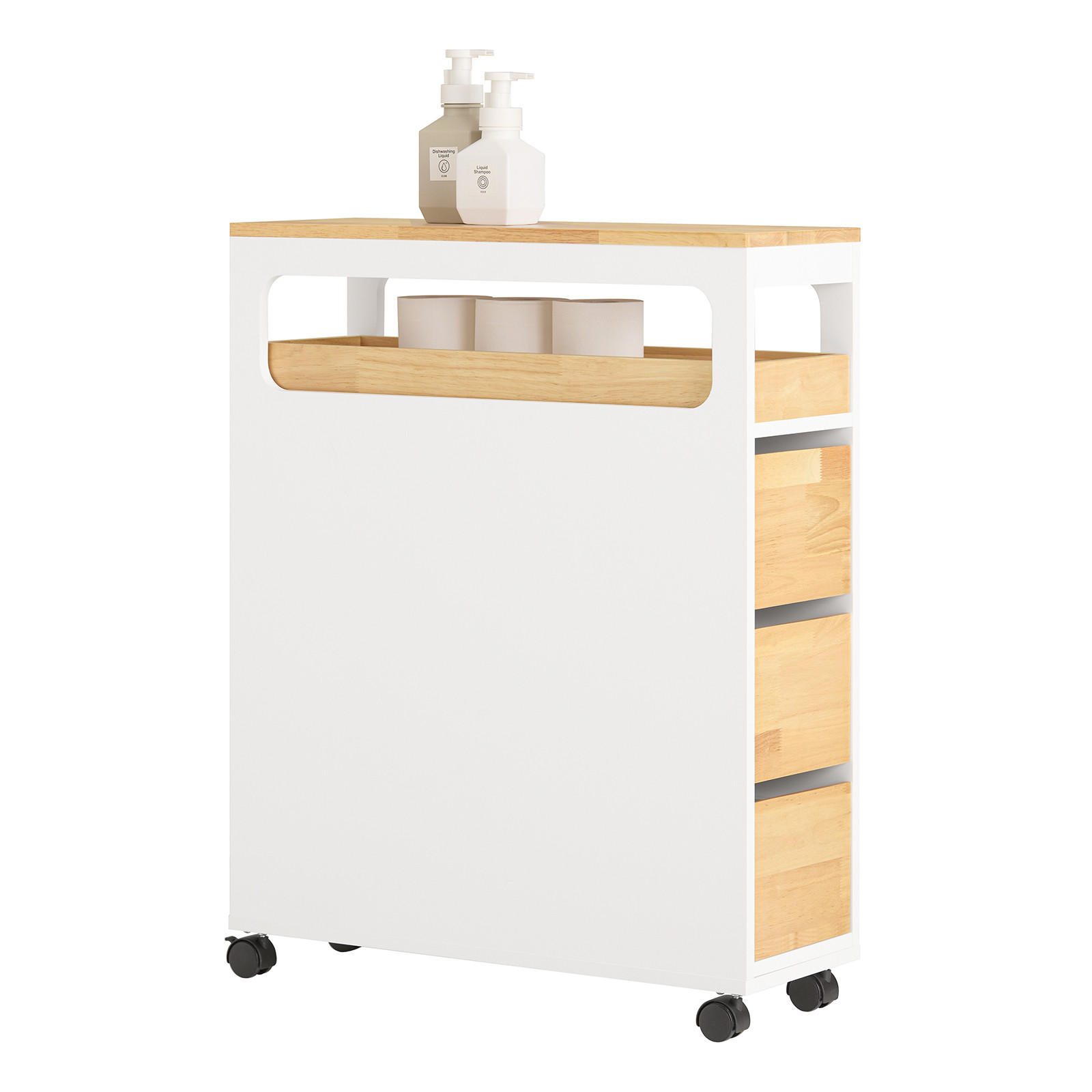 NISCHENWAGEN Weiß-Natur - Weiß/Naturfarben, Holz/Holzwerkstoff (23/82/65cm) - SoBuy