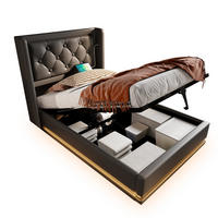 POLSTERBETT 90/200 cm Schwarz PU mit hydraulischem Stauraum und USB-Anschlüssen - Schwarz, Kunststoff (90/200cm) - OKWISH