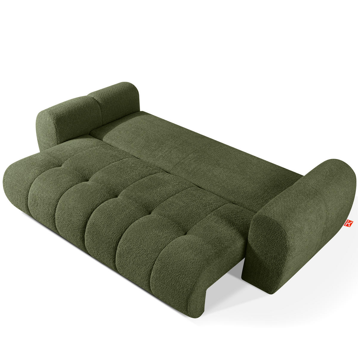 EINZELSOFA LIRA, Olivgrün, Bouclé - Olivgrün, Holz/Holzwerkstoff (256/84/112cm) - KONSIMO®