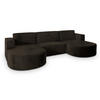 WOHNLANDSCHAFT VEZZO M Braun Velours-Stoff mit Schlaffunktion - Braun, Holz (347/85/174cm) - MASSENO