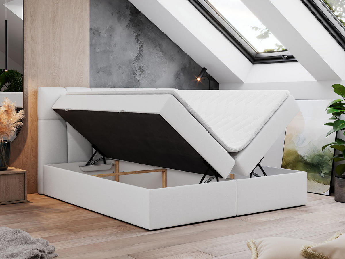 BOXBETT RICO 120/200 Weiß Kunstleder - H3 - Weiß, Holz/Textil (120/200cm) - MKS