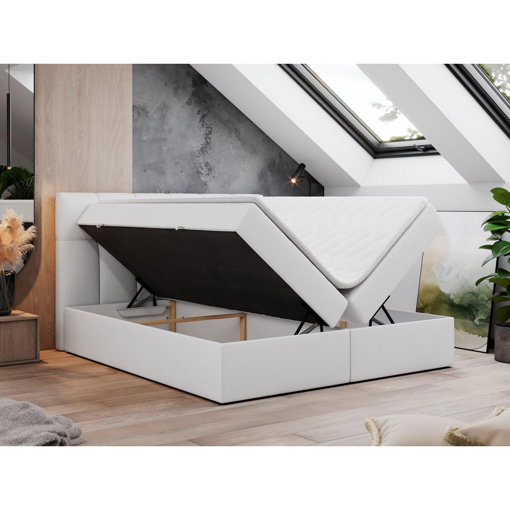 Thumbnail - MKS Boxbett, Weiß, Textil, 2-Sitzer, H3, Rechteckig, 140x200 cm, Schlafzimmer, Betten, Boxspringbetten