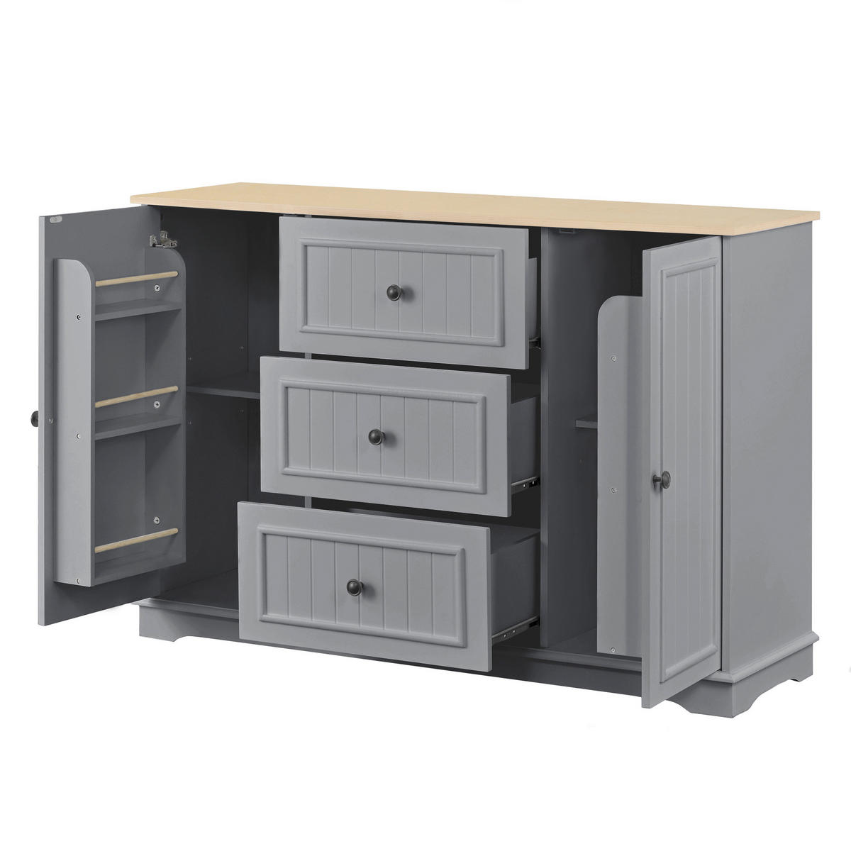 KOMODA se 3 zásuvkami a dvířky v designu lednice - šedá, kompozitní dřevo (126/86/40cm) - Urban Meuble