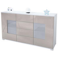SIDEBOARD Grömitz Sandgrau Hochglanz - Sandfarben, Holzwerkstoff (138.5/75.5/35cm) - Vladon