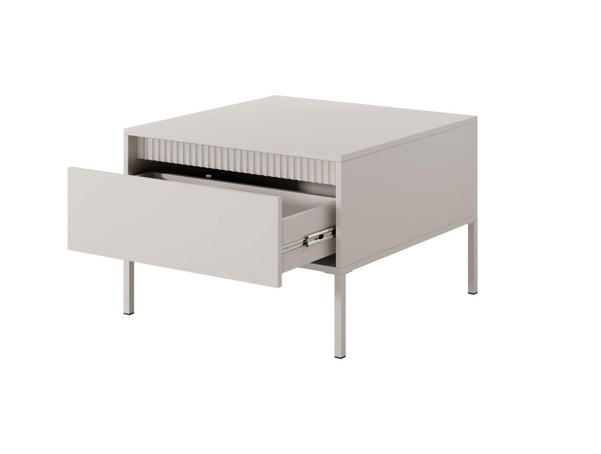COUCHTISCH SENSO S1, Quadratisch, Mit Schublade Push-To-Open MDF, Metallbeine, 68x68x48,4 cm, Beige - Beige/Creme, Holz/Holzwerkstoff (68/68/48cm) - DomoHome