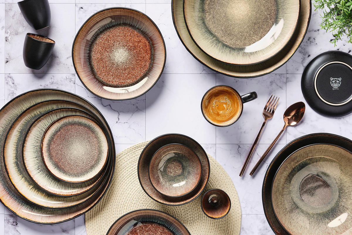 SERVICE Die Essentials Iris - 18 Teile - Wildbraun - Braun, Keramik (1/1/1cm) - Björn