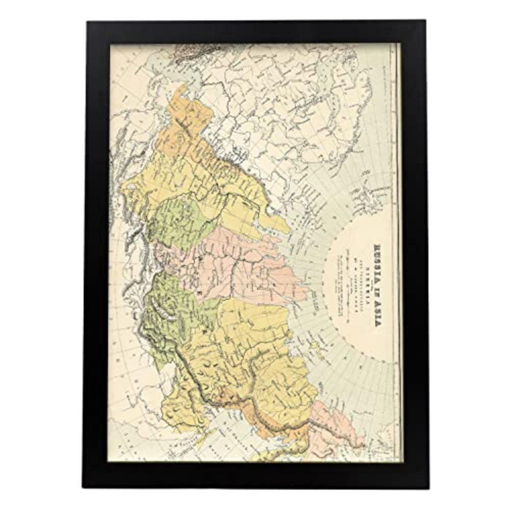 POSTER Karte Von Russland A3 Schwarzer Rahmen - Schwarz, Papier (29.7/5/42cm) - Nacnic